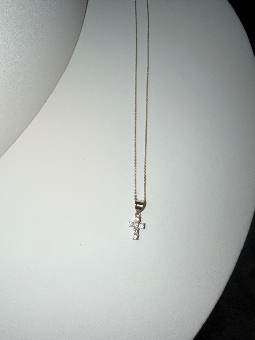 Solid gold 14K Cross Pendant Necklace with Clear Zirconia with solid gold chain